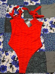 Shein Chic Red Eyelet Tie-Strap Crop Top