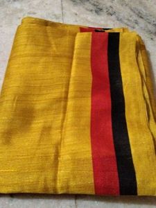 Elegant Yellow Saree with Red & Black Border