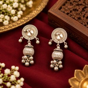 Ethnic Silver Necklace &amp; Earrings Set