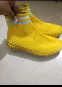 Bright Yellow Knit Sneakers