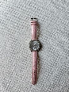 Guess Crystal Rhinestone Pink Leather Strap Watch