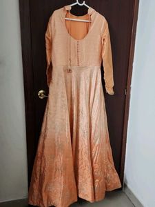 Elegant Peach Embroidered Gown