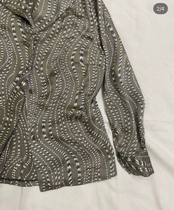 Stylish Printed Button-Up Blouse