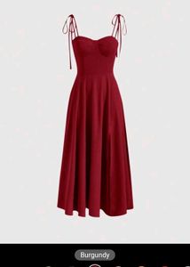 Maroon Spaghetti Strap Midi Dress