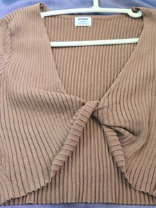 Lowest Prices Ribbed Knit Twist Front Crop Top