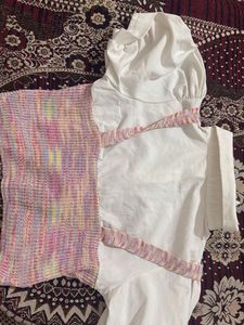 Chic Knit Crop Top with White Shirt