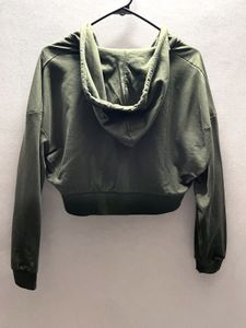 Olive Green Zip-Up Hoodie with Star