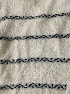 Cozy White Knit woolen dress with Black Detail