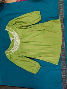 New Green Colour Cotton Short Kurti