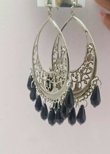 Elegant Silver &amp; Black Dangle Earrings