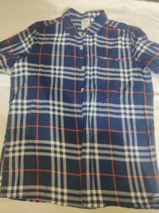 🔀Boy 10-12 Blue checked plaid Shirt with Deni