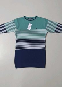 Striped Crew-Neck Knit Sweater