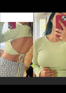 green backless  ,red satin and lime tube top