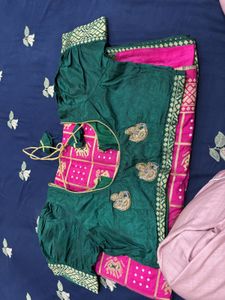 Vibrant Pink Saree with Gold Motifs