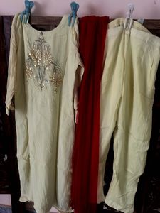 pure chiffon Embroidered Kurta Set with Dupatta