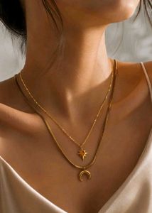 Layered Moon &amp; Star Necklace