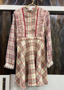 Chic Plaid Dress with Lace Trim