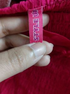 Hot Pink Smocked Puff Sleeve Top