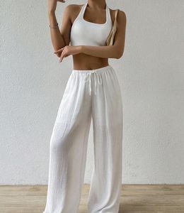 White Flowy Wide Leg Pants