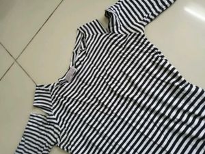 Striped Cold Shoulder Top