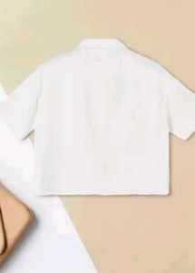 Zudio White Crop Button Shirt | Minimal Casual Top