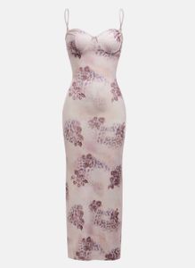 Sheer Floral Maxi Dress with Slit
