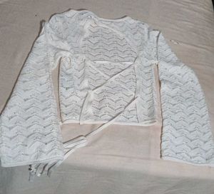 White Crochet Knit Cropped Top