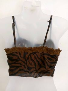 Brown Zebra Print Corset Top