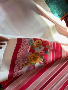 2mtr Imported Red Striped with Floral Border