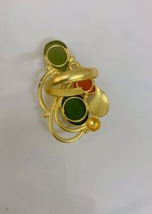 Statement Brass Ring with Multi-Color Stones😊