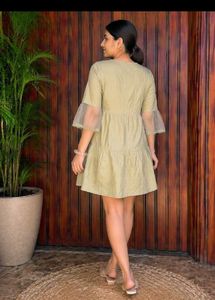 Embroidered Olive Green Kurta