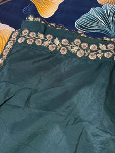 Designer Green Embroidered Saree with Blouse