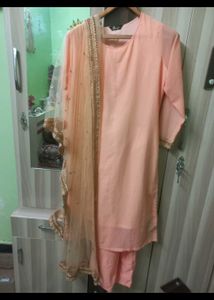 Elegant Peach Kurta Set with Dupatta