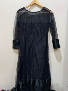 Elegant Black long Sheer Gown