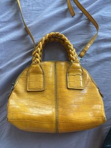 Chic Yellow Croc Embossed Handbag