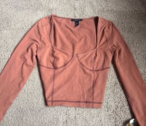 Rust Long Sleeve Corset Top