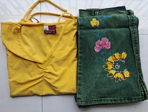 Flower Power Denim & Tee Set (9-10years)