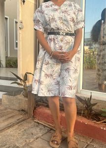 Boho Floral Print Button-Up Dress