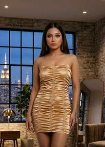 Satin Ruched Mini Dress
