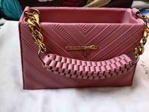 Pink Crossbody Bag with Gold Chain