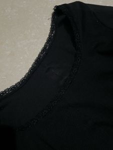 Y2K Style Black Lace Bordered Long Sleeve