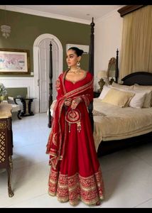 TitlesRoyal Red Designer Anarkali Suit Set with He