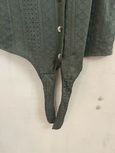 Olive Green Tie-Front Top