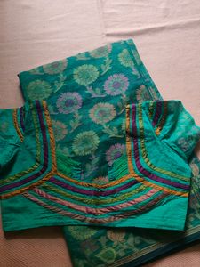 Green Color Saree With Blouse