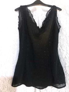 Sexy Black Sheer Bow Top