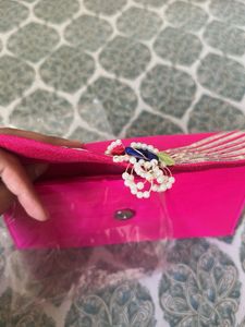 Pink &amp; Silver Embellished Clutch