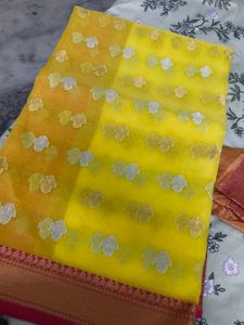 lemon yellow saree