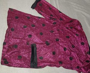 Sparkly Pink Polka Dot Button-Up Top