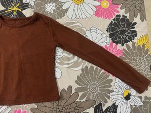 Brown Ribbed T-Shirt