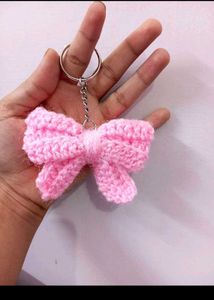 Handmade Crochet Bow Keychain
